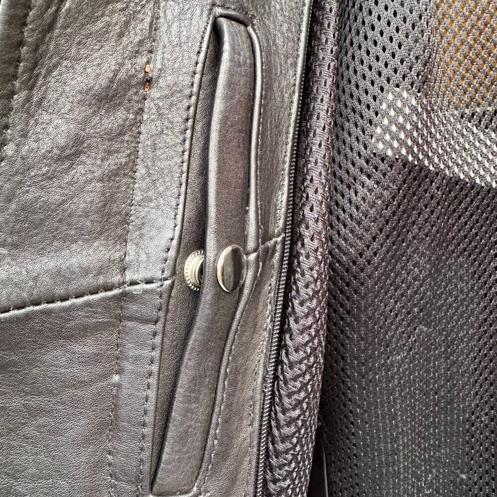 VINTAGE/RETRO BIKER JACKET BLACK/ORANGE ITALIAN LEATHER - HARD TO FIND - Picture 8 of 15